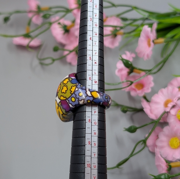 Colorful Abstract Mushroom Pattern Ring - Picture 5 of 5